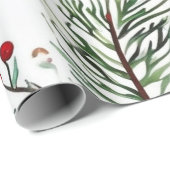 Papier Cadeau Vacances Red Pine & Berries Design (Coin rond)