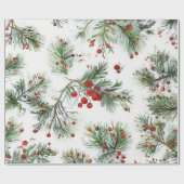 Papier Cadeau Vacances Red Pine & Berries Design (Plat)