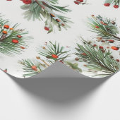 Papier Cadeau Vacances Red Pine & Berries Design (Coin)