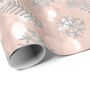 Papier Cadeau Vacances roses Snowflak d'arbre de Noël de partie