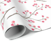 Papier Cadeau Vacances rouges d'aquarelle de baies de branche de (Coin rond)