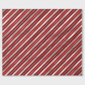 Papier Cadeau Vacances Silver Foil et Red Christmas Stripes (Plat)