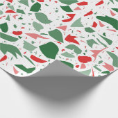 Papier Cadeau Vacances Terrazzo Rouge Vert Noël (Coin)