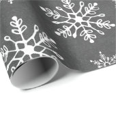 Papier Cadeau Vacances tirées par la main de tableau de flocons (Coin rond)