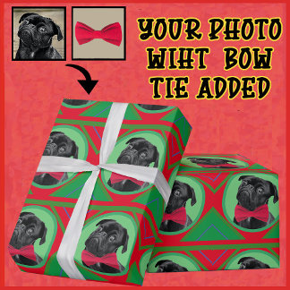 Papier Cadeau Vacances vert et rouge avec votre photo et votre C