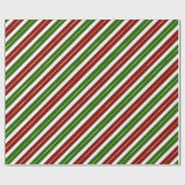 Papier Cadeau Vacances Vert, Rouge & Or Grandes Stripes de Noël (Plat)