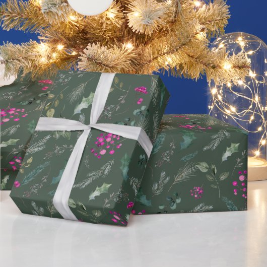 Papier Cadeau Vacances vertes dans la forêt moderne (Vacances)