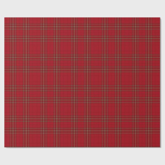 Papier Cadeau Vacances Vibrantes Rouge et Plaid Or (Plat)