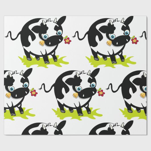 Papier Cadeau Vache À Fleur (Plat)