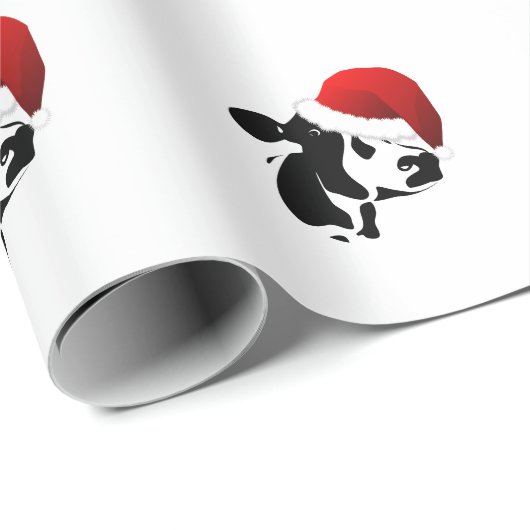 Papier Cadeau Vache à Père Noël de papier d'emballage pour Noël (Coin rond)