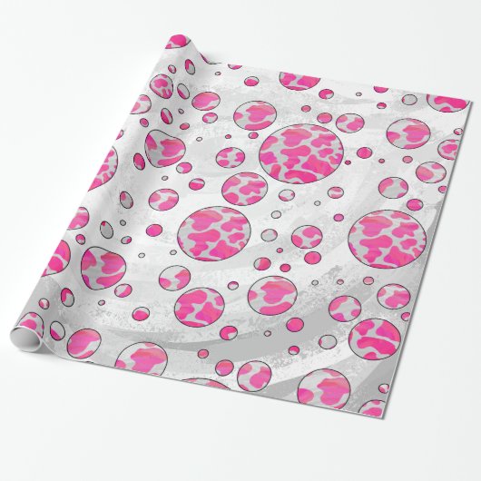 Papier Cadeau Vache à pois Rose et Blanche (Déroulé)