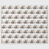 Papier Cadeau Vache Aquarelle En Fleurs (Plat)