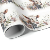 Papier Cadeau Vache Aquarelle En Fleurs (Coin rond)