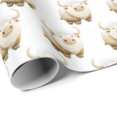 Papier Cadeau Vache arctique d'hiver mignonne (Coin rond)