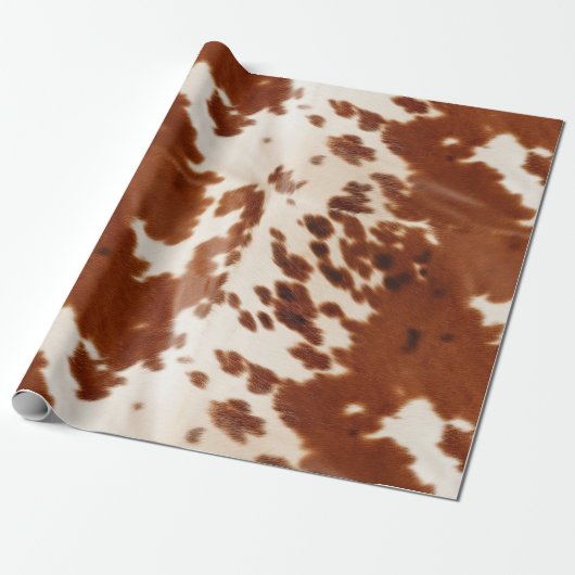 Papier Cadeau Vache blanche Brown (Déroulé)