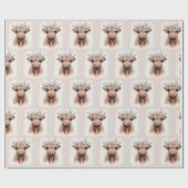Papier Cadeau Vache Boho Highland avec Laurel (Plat)
