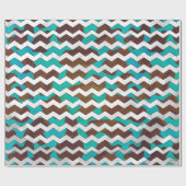 Papier Cadeau Vache Chevron Brown et Turquoise (Plat)
