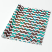 Papier Cadeau Vache Chevron Brown et Turquoise (Déroulé)
