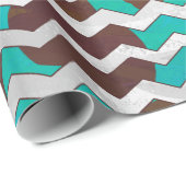 Papier Cadeau Vache Chevron Brown et Turquoise (Coin rond)