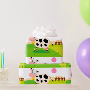 Papier Cadeau Vache Dans Un Papier D'Enveloppement De Champ