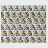 Papier Cadeau Vache d'aquarelle lèche un cône de glace (Plat)