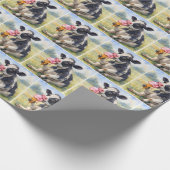 Papier Cadeau Vache d'aquarelle lèche un cône de glace (Coin)