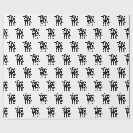 Papier Cadeau Vache de dessin sur blanc (Plat)