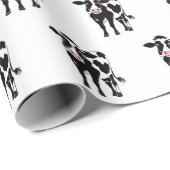 Papier Cadeau Vache de dessin sur blanc (Coin rond)