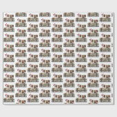 Papier Cadeau Vache de Noël et veau en neige (Plat)