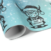 Papier Cadeau Vache de Noël Highland (Coin rond)