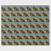 Papier Cadeau Vache des Highlands montrant de l'affection (Plat)