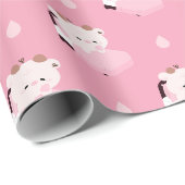 Papier Cadeau Vache fatiguée mignonne (Coin rond)