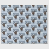 Papier Cadeau Vache hivernale de la neige (Plat)