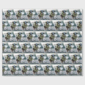 Papier Cadeau Vache Holstein portant une couronne de Noël brilla (Plat)