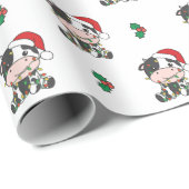 Papier Cadeau Vache Noël Animaux d'hiver Vaches de vacances (Coin rond)