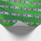 Papier Cadeau Vache Noël sur vert (Coin)