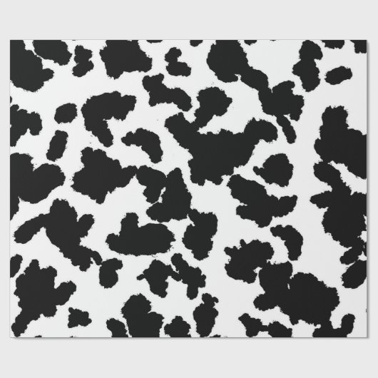 Papier Cadeau Vache Noire Et Blanche Cacher Motif De Fourrure (Plat)