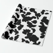 Papier Cadeau Vache Noire Et Blanche Cacher Motif De Fourrure (Déroulé)