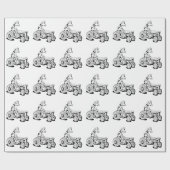 Papier Cadeau Vache noire et blanche conduisant un tracteur (Plat)