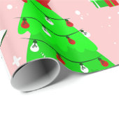 Papier Cadeau vache rose et moche de noël (Coin rond)