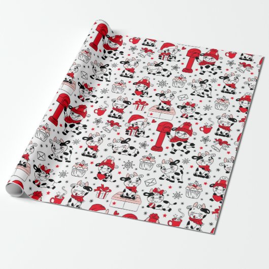 Papier Cadeau Vache Sainte C'est Noël (Déroulé)