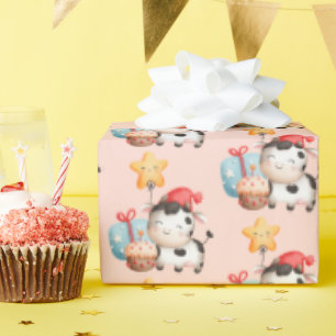 Papier Cadeau Vache souriante mignonne adorable Anniversaire