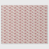 Papier Cadeau Vaches blanches rouges et feuillage festif (Plat)