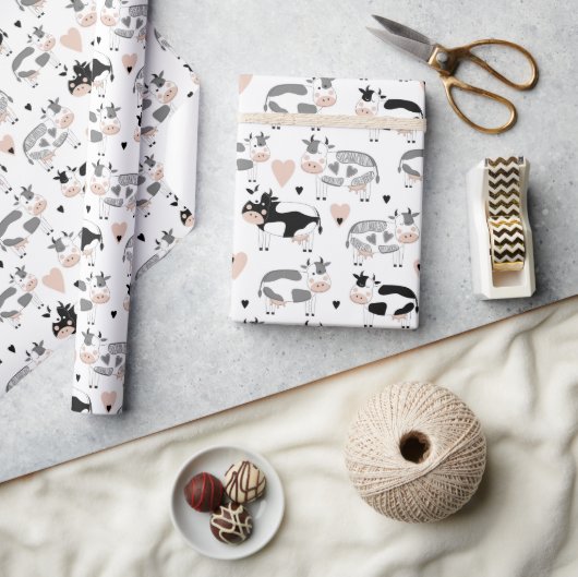 Papier Cadeau Vaches caricaturales mignonnes (Artisanat)