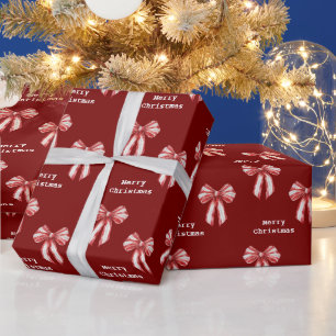 Papier Cadeau Vaches de menthe blanche rouge Noël
