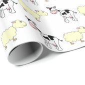 Papier Cadeau Vaches et moutons (Coin rond)