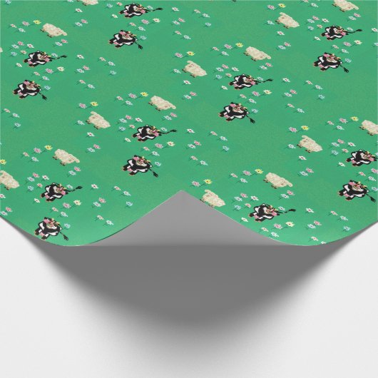 Papier Cadeau Vaches et moutons s'amuser (Coin)