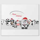 Papier Cadeau Vaches mignonnes à Noël bonnes fêtes (Plat)