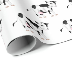Papier Cadeau Vaches mûres sur blanc