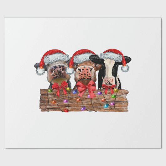 Papier Cadeau Vaches Noël (Plat)